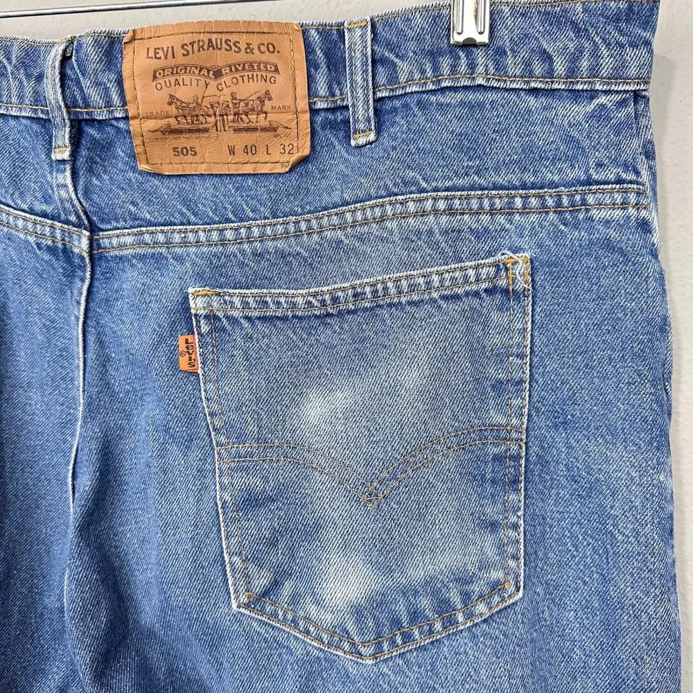 Vintage‎ 90s Levi's 505 Jeans Mens 40x32 Orange Tab Straight Leg Mexico *Flaws*